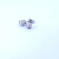 10K White Gold Diamond Cut Ball Earrings 5mm