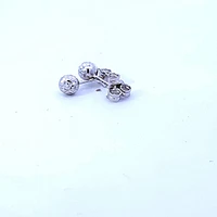 10K White Gold Diamond Cut Ball Earrings 5mm