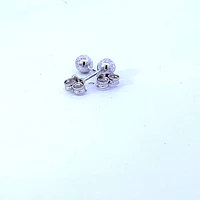 10K White Gold Diamond Cut Ball Earrings 5mm