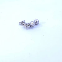 10K White Gold Diamond Cut Ball Earrings 5mm