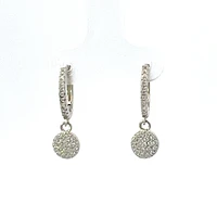 925 Silver Earrings Cubic Zirconia Huggies with Dangling Cubic Zirconia