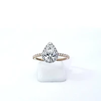 14K Yellow and White Gold 1.05cttw Pear Lab Grown Diamond Engagement Ring
