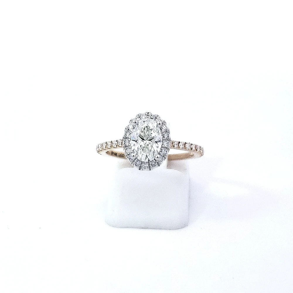14K Yellow and White Gold 1.01cttw Oval Lab Grown Diamond Engagement Ring