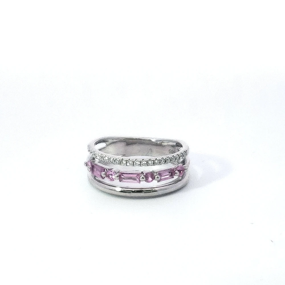 14K White Gold Sapphire & Diamond Ring