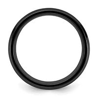 Chisel® 8mm Blue Imitation Opal Inlay Black Zirconium Polished Band - Size 7 to 13