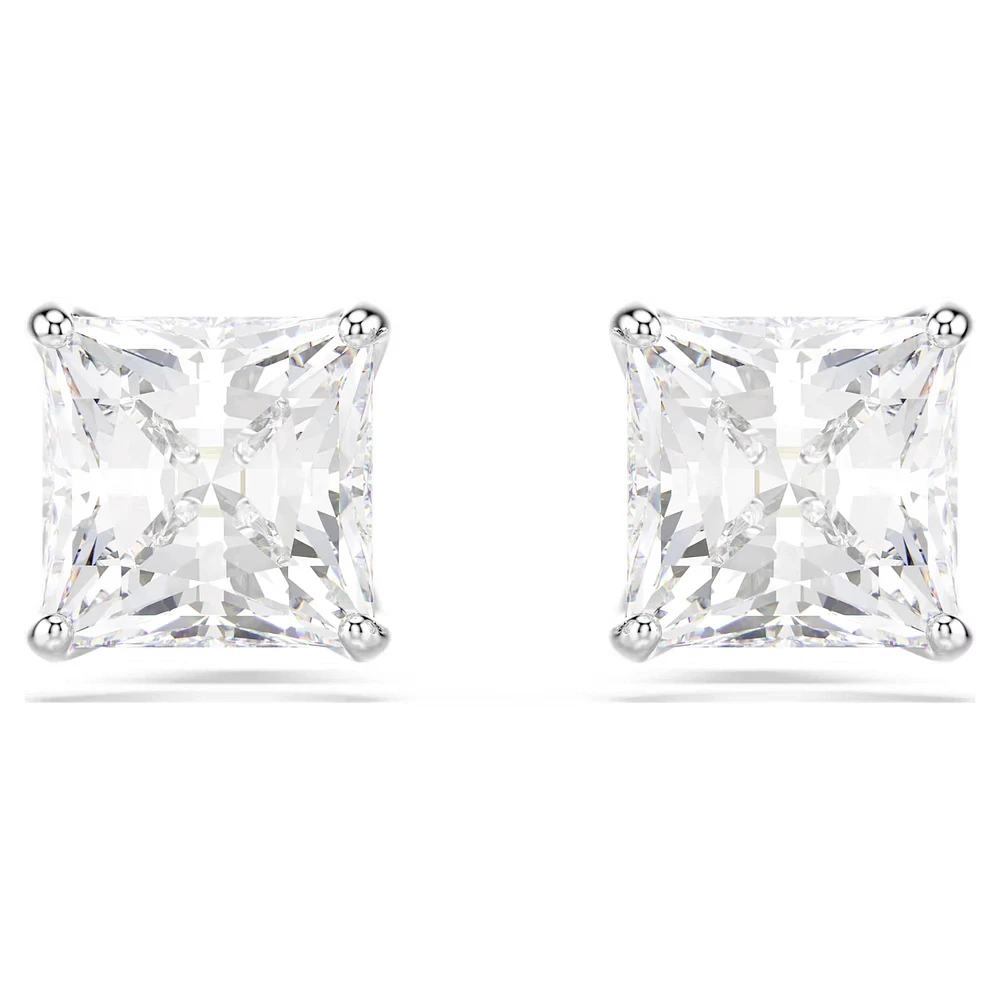 Swarovski Attract/Stilla stud earrings, Square cut, White, Rhodium plated - 5430365/5537868 (SS)
