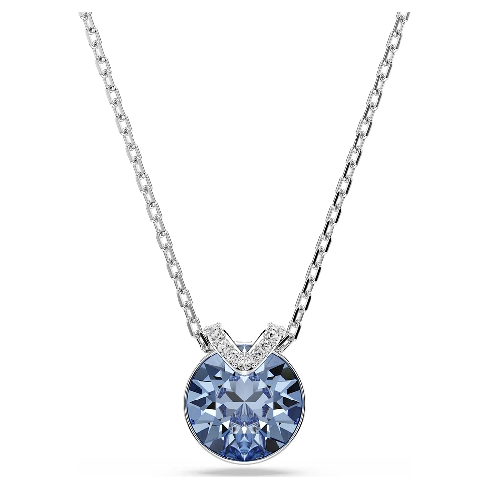 Swarovski Bella V pendant, Round cut, Blue, Rhodium plated 5734232