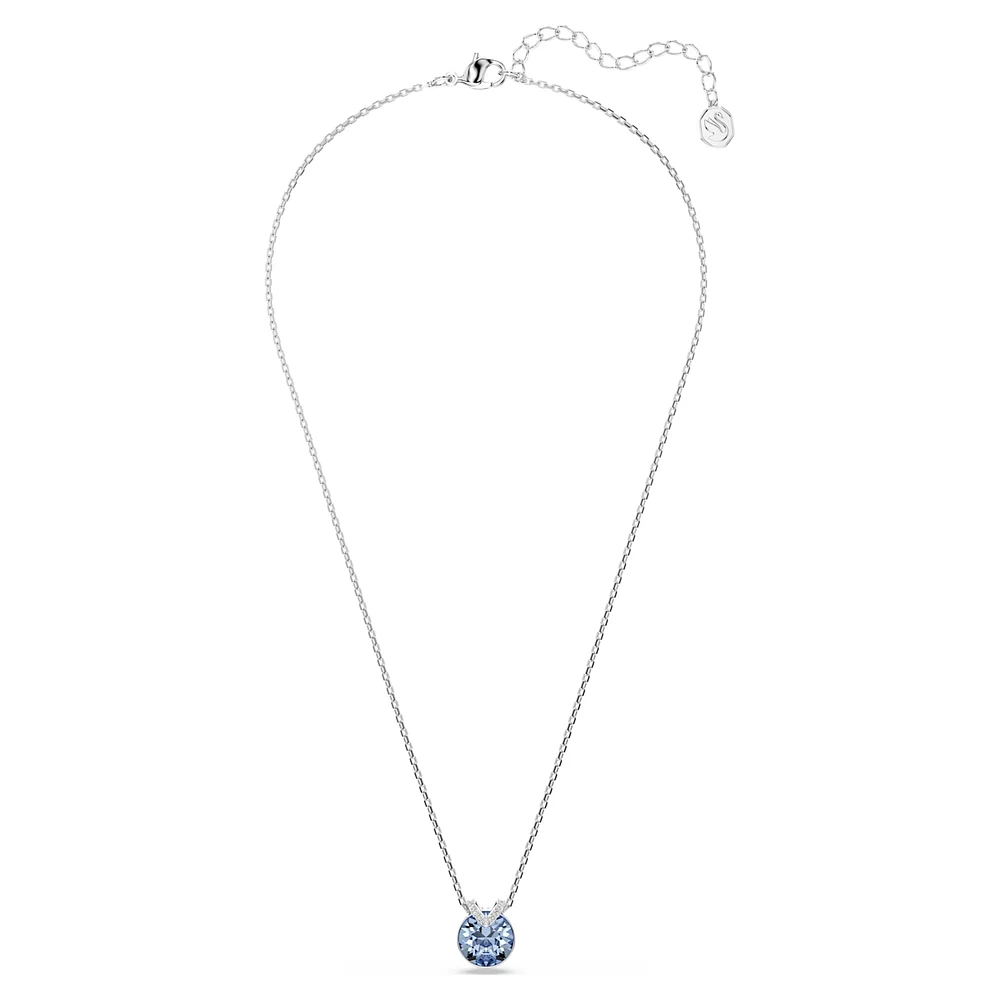 Swarovski Bella V pendant, Round cut, Blue, Rhodium plated 5734232