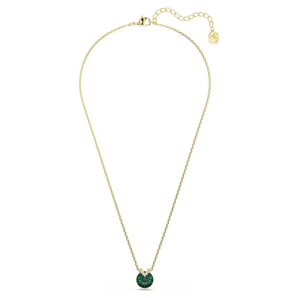 Swarovski Bella V pendant, Round cut, Green, Gold-tone plated 5735387