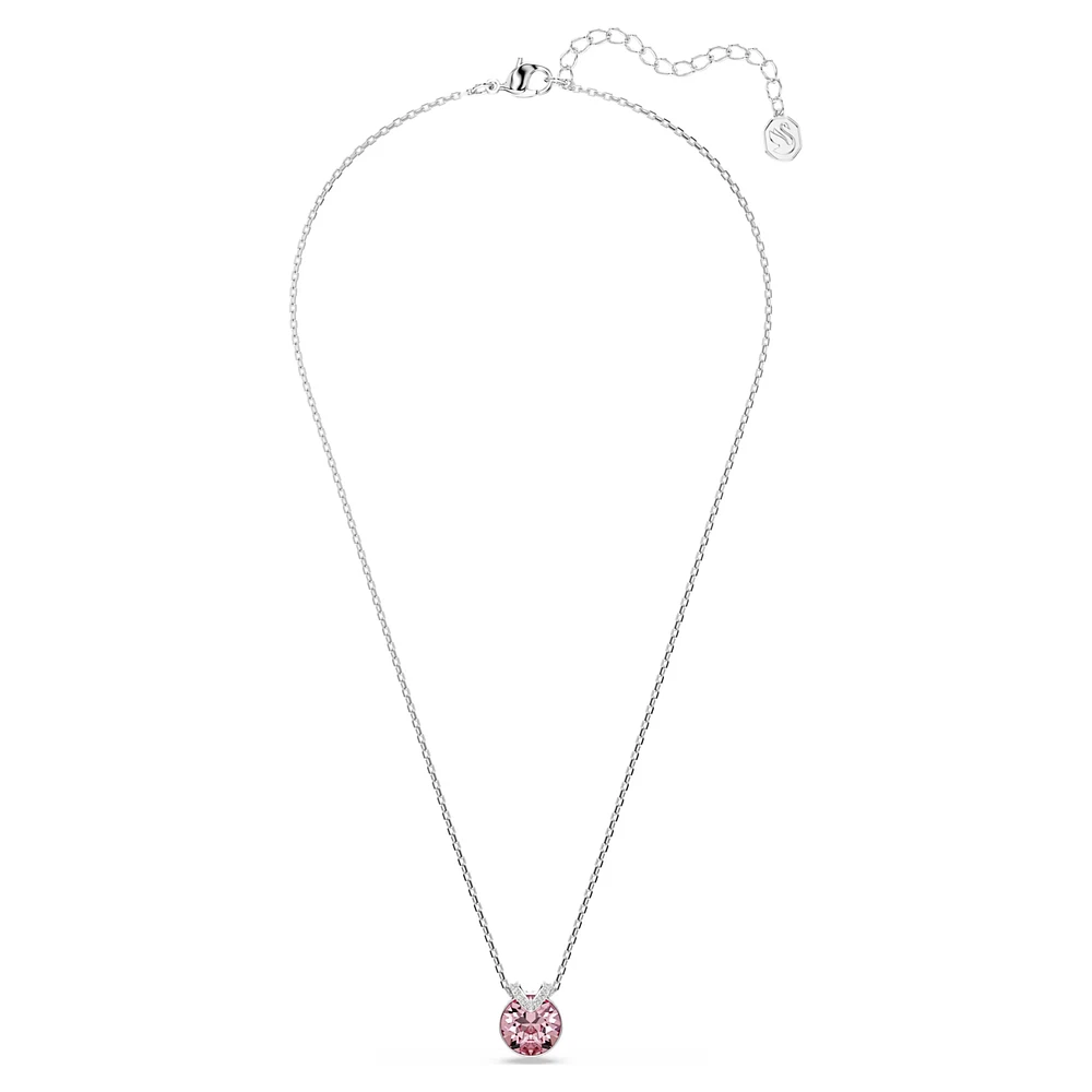 Swarovski - Bella V pendant, Round cut, Pink, Rhodium plated 5734230
