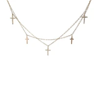 14K Yellow Gold 0.24 cttw Diamond Cross Bracelet