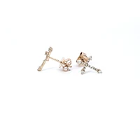 14K Yellow Gold 0.17 cttw Diamond Cross Earrings