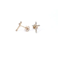14K Yellow Gold 0.17 cttw Diamond Cross Earrings