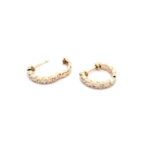 14K Yellow Gold 0.19cttw Diamond Hoop / Huggie Earrings