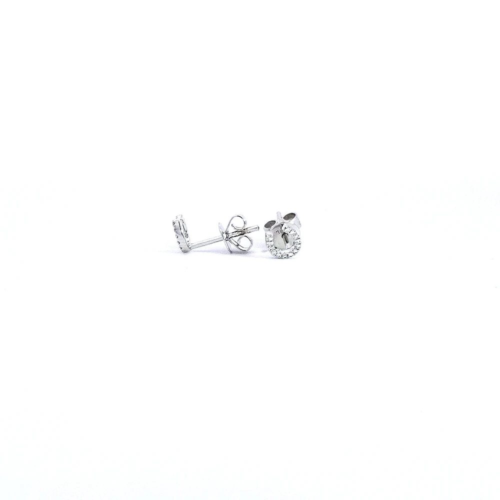 14K White Gold 0.06 cttw Diamond Horseshoe Earrings