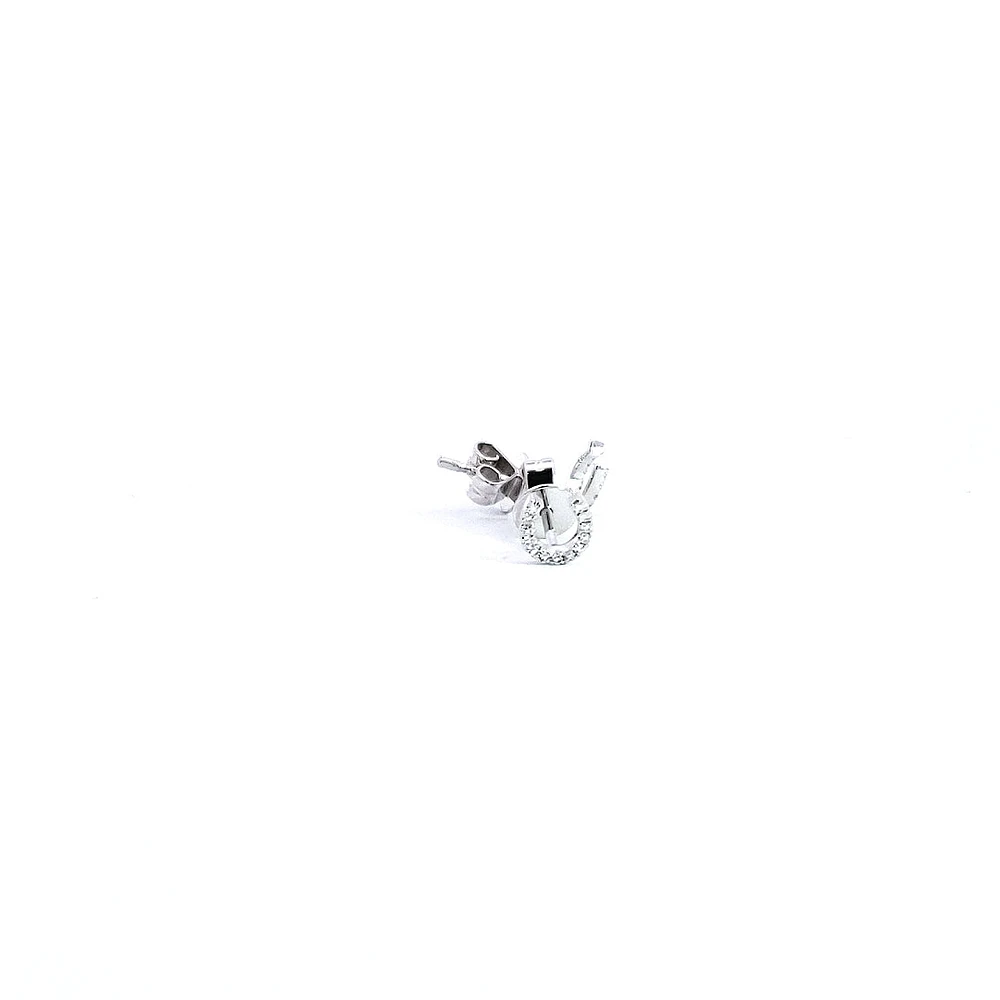 14K White Gold 0.06 cttw Diamond Horseshoe Earrings