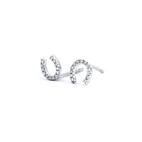 14K White Gold 0.06 cttw Diamond Horseshoe Earrings