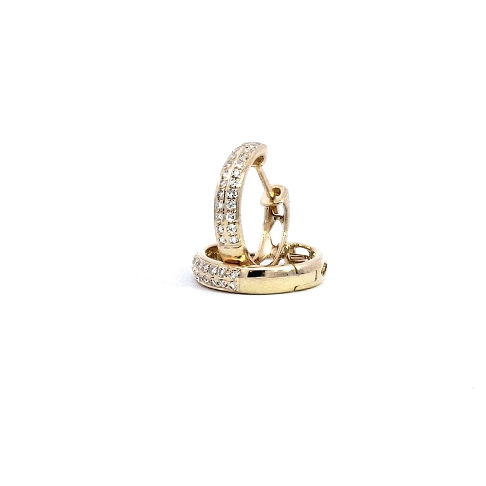 14K Yellow Gold 0.17 cttw Diamond Hoop Earrings