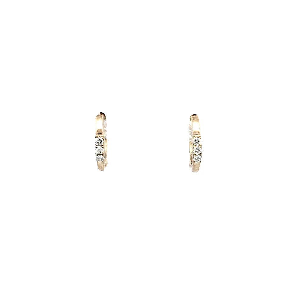 14K Yellow Gold cttw Diamond Hoop Earrings