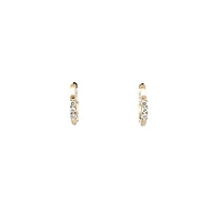 14K Yellow Gold cttw Diamond Hoop Earrings