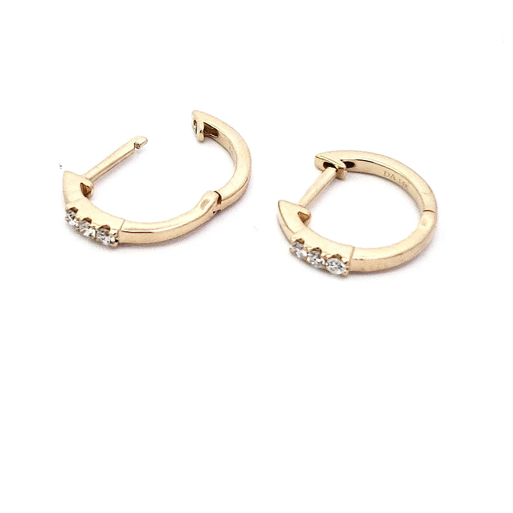 14K Yellow Gold cttw Diamond Hoop Earrings