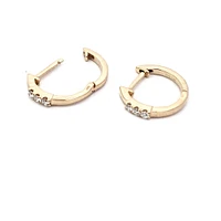 14K Yellow Gold cttw Diamond Hoop Earrings