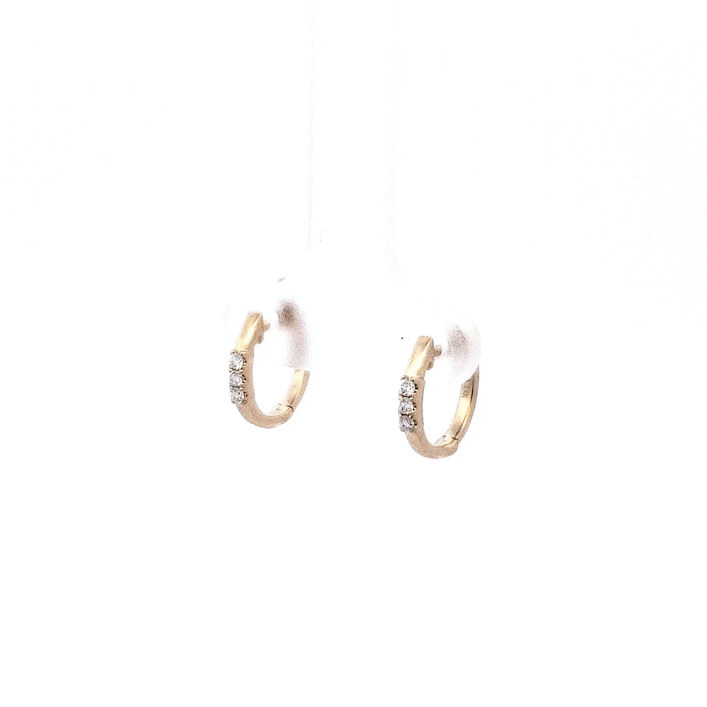 14K Yellow Gold cttw Diamond Hoop Earrings