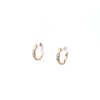 14K Yellow Gold cttw Diamond Hoop Earrings