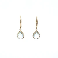 14K Yellow Gold Diamond and Aquamarine Earrings