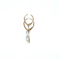 14K Yellow Gold Diamond and Aquamarine Earrings