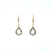 14K Yellow Gold Diamond and Aquamarine Earrings