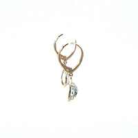 14K Yellow Gold Diamond and Aquamarine Earrings