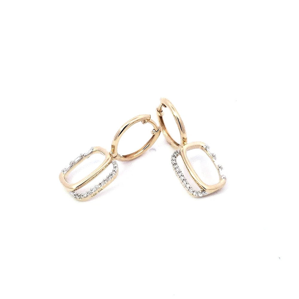 14K Yellow Gold 0.18cttw Diamond Earrings