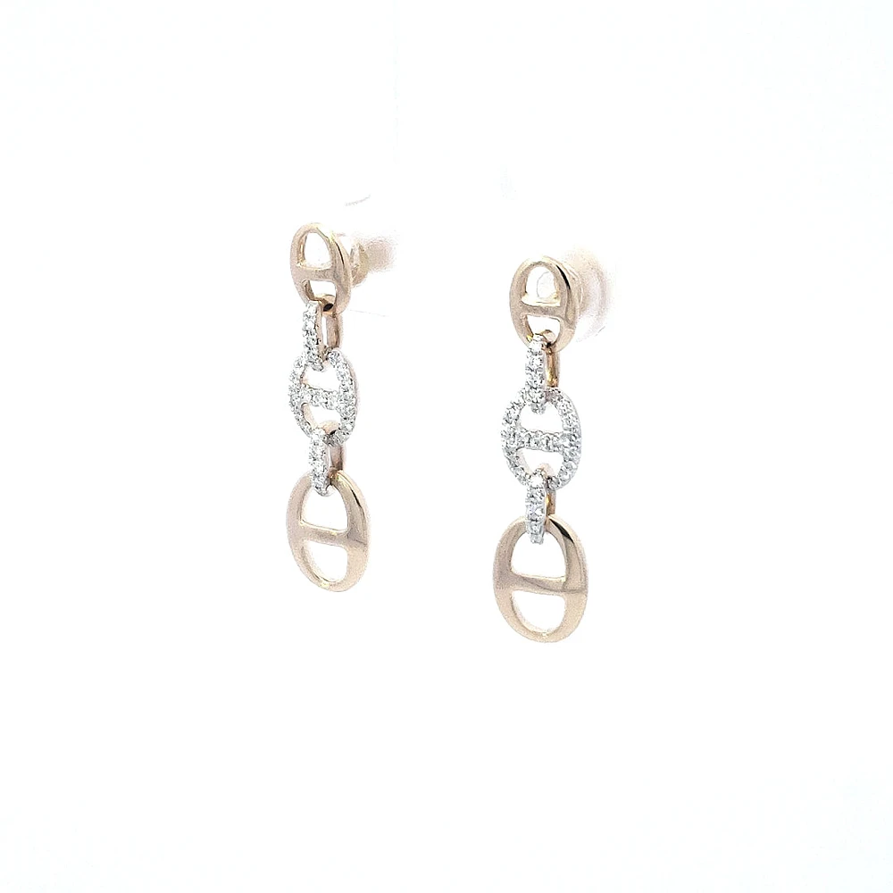 14K Yellow Gold 0.21 cttw Diamond Dangle Earring