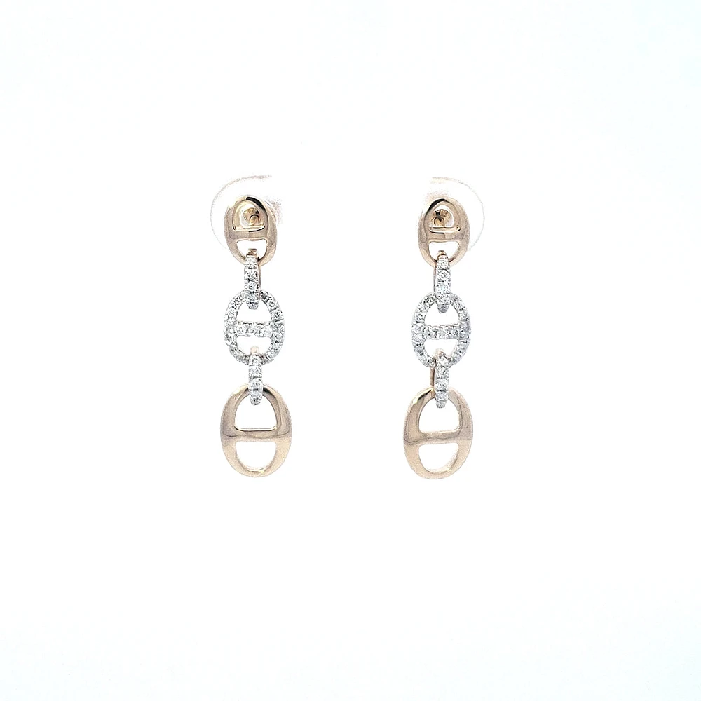 14K Yellow Gold 0.21 cttw Diamond Dangle Earring