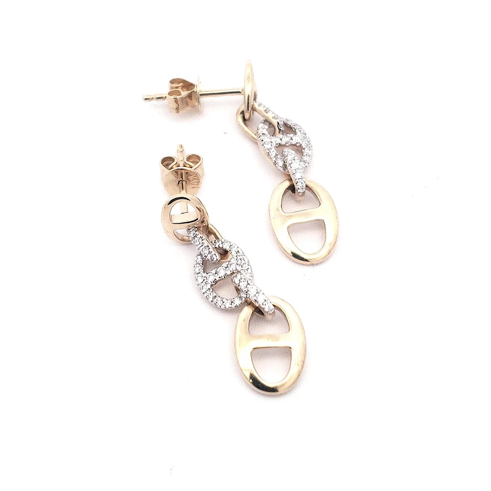14K Yellow Gold 0.21 cttw Diamond Dangle Earring