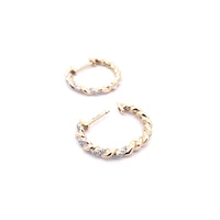 14K Yellow Gold 0.10 cttw Diamond Hoop Earring