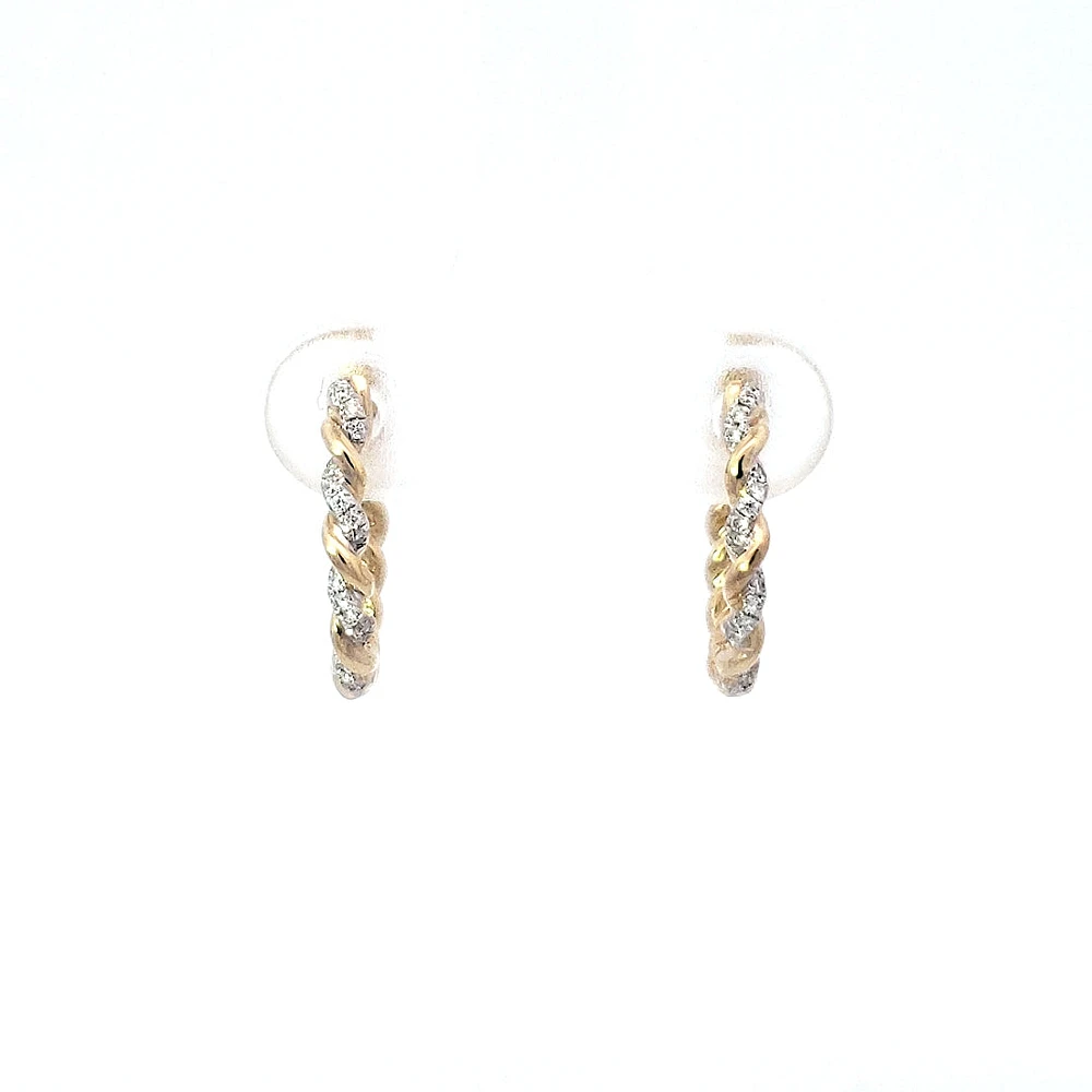 14K Yellow Gold 0.10 cttw Diamond Hoop Earring