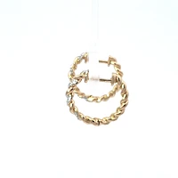 14K Yellow Gold 0.10 cttw Diamond Hoop Earring