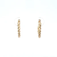 14K Yellow Gold 0.10 cttw Diamond Hoop Earring