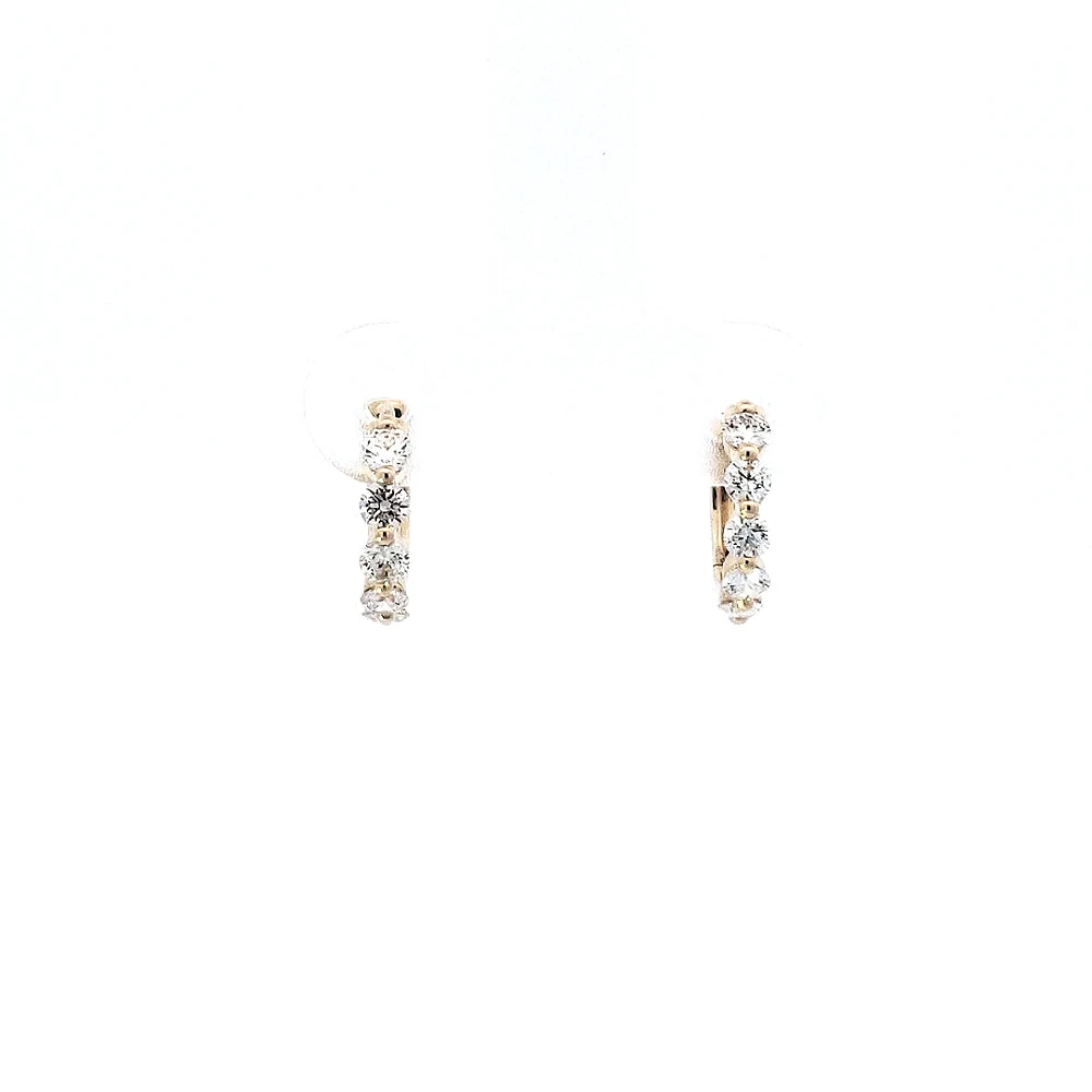 14K Yellow Gold 0.49 cttw Diamond Hoop Earrings