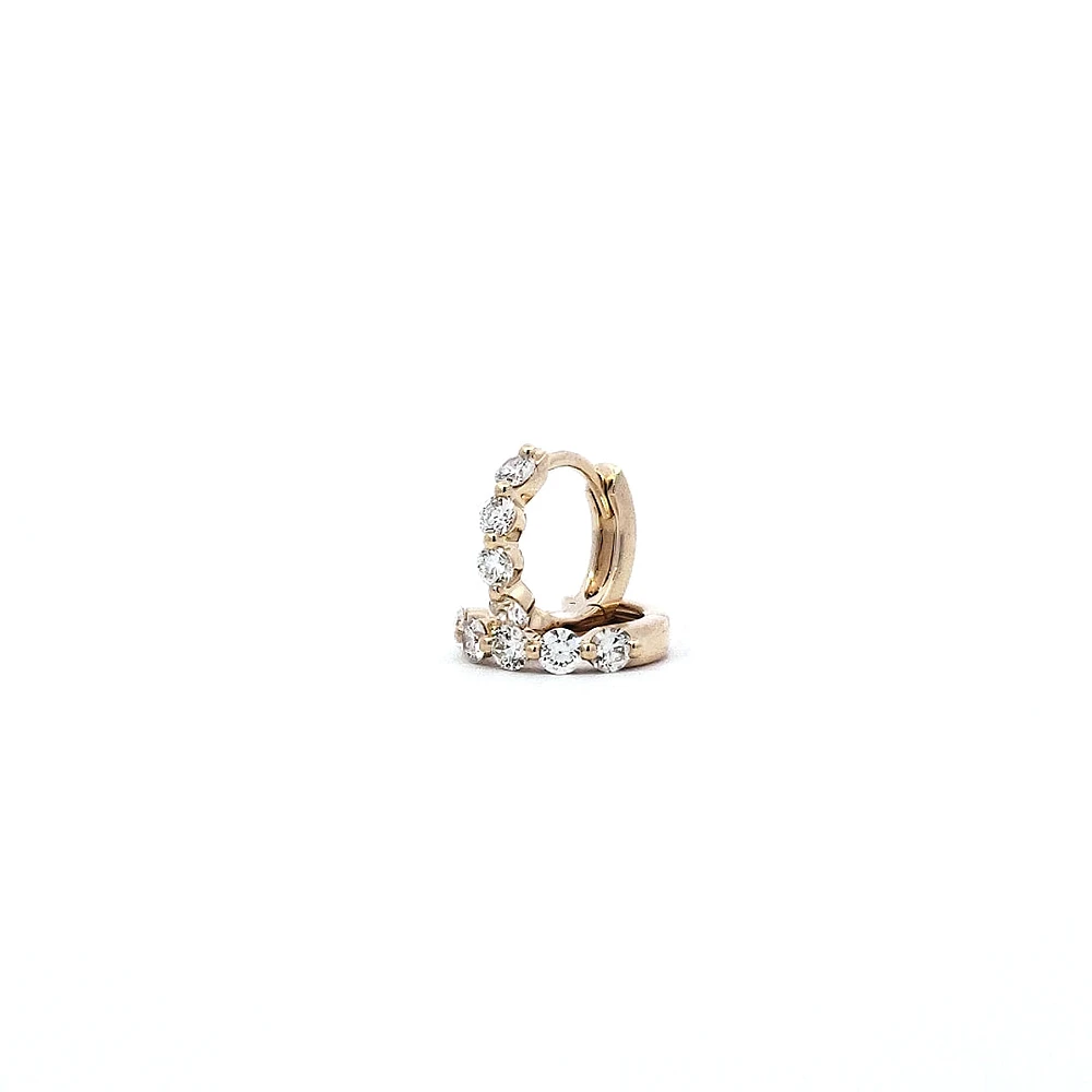 14K Yellow Gold 0.49 cttw Diamond Hoop Earrings