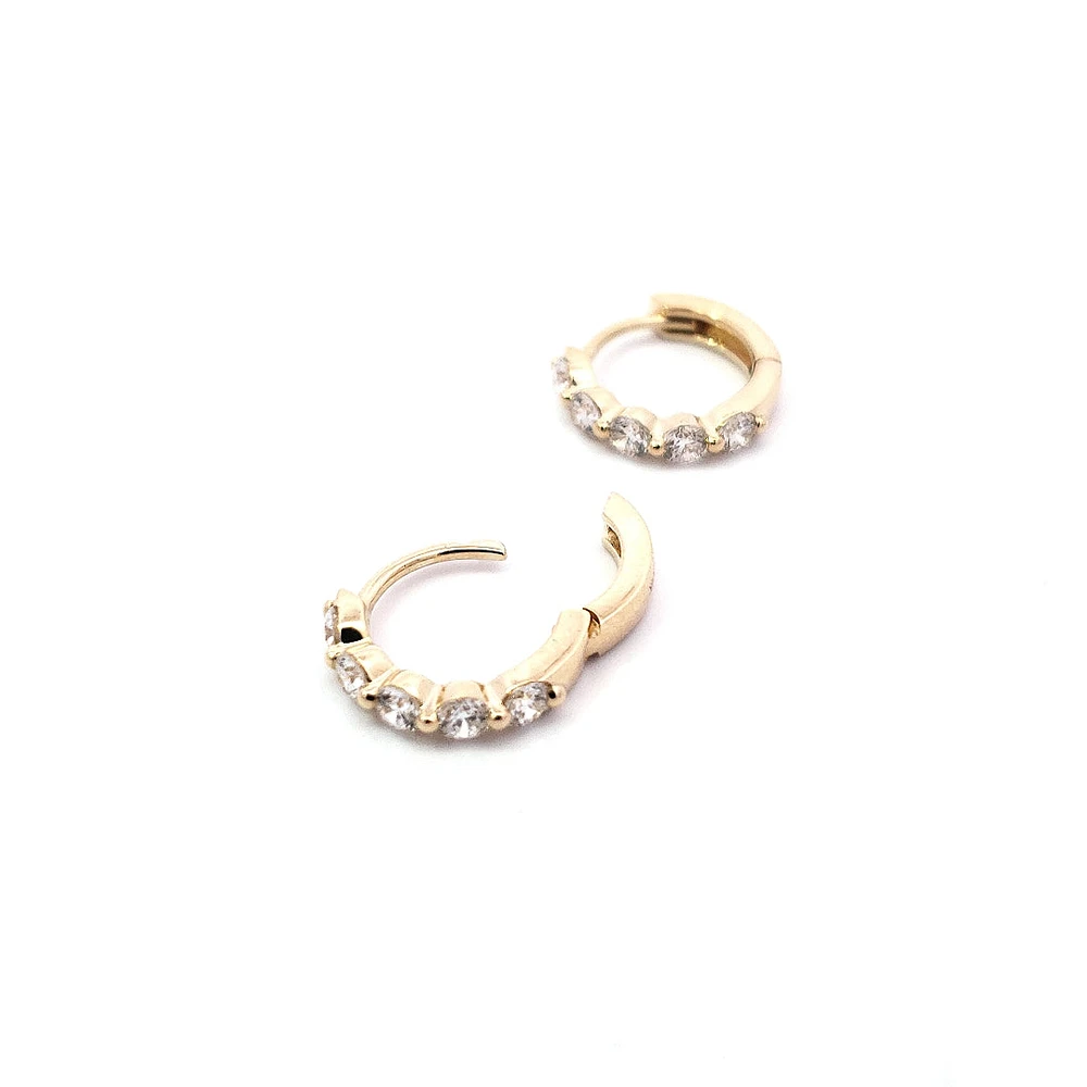 14K Yellow Gold 0.49 cttw Diamond Hoop Earrings