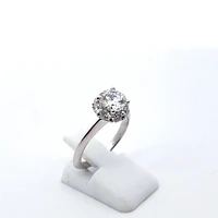 14K White Gold 1.90 cttw Lab Grown Diamond Solitare with Halo - /
