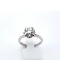 14K White Gold 1.90 cttw Lab Grown Diamond Solitare with Halo - /