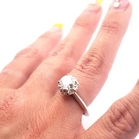 14K White Gold 1.90 cttw Lab Grown Diamond Solitare with Halo - /