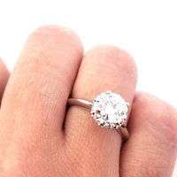 14K White Gold 1.90 cttw Lab Grown Diamond Solitare with Halo - /