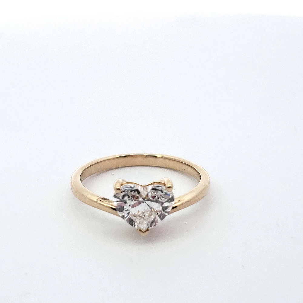 14K Yellow Gold 1.50 cttw Lab Grown Heart Diamond Solitare - / White