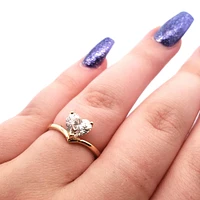 14K Yellow Gold 1.50 cttw Lab Grown Heart Diamond Solitare - / White