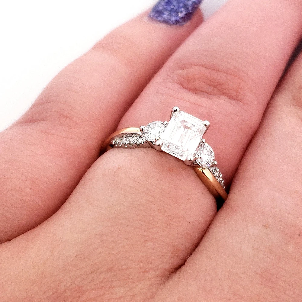 14K Yellow and White Gold 1.50 cttw Lab Grown Diamond Engagement Ring - /